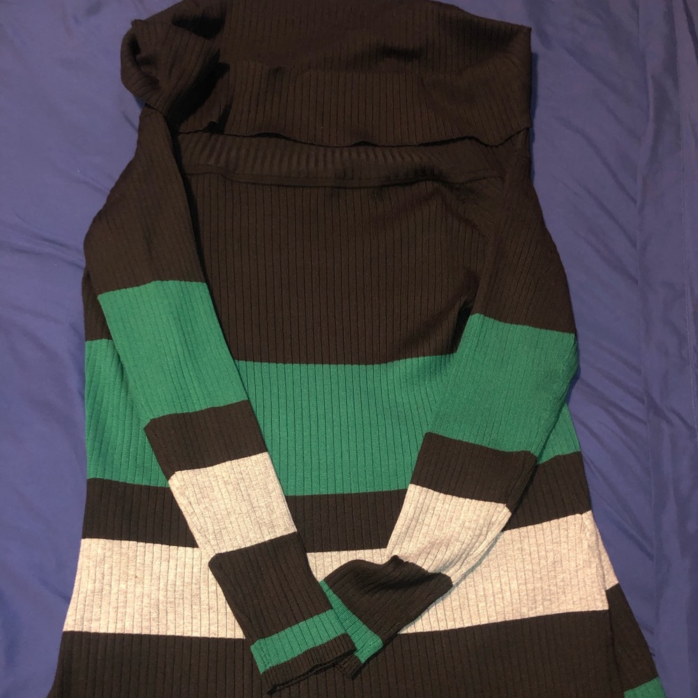 Plus size Off the shoulder color block long tunic